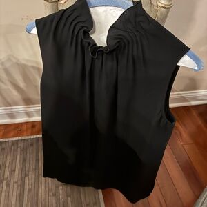 Lafayette 148 New York Black Ruffled Blouse